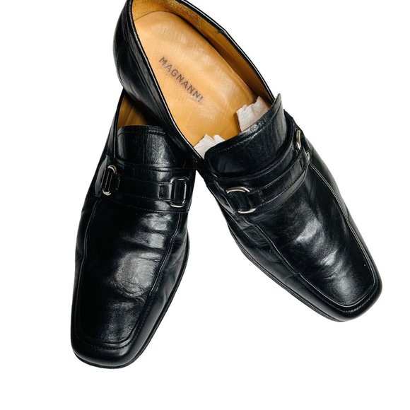 Magnanni Black Leather Bit Loafer Shoes Apron Toe Mens Sz 8 M main image 9